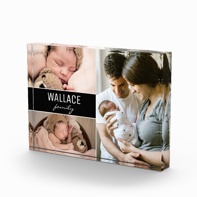 Modern Personalised custom family name photo Block (Right)