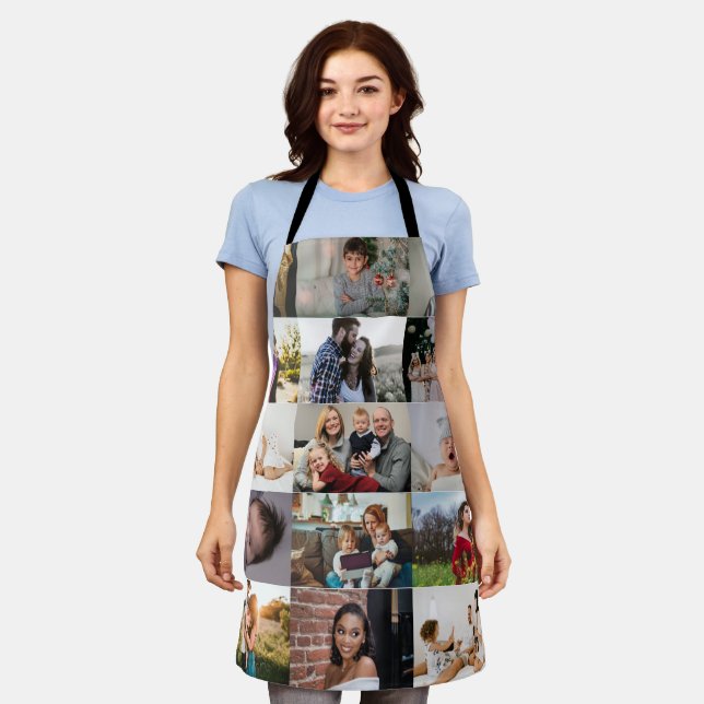 Modern Personalised Custom Photo Collage Family  Apron (Worn)