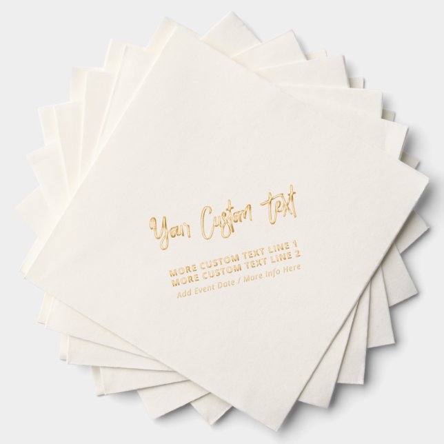 Modern Personalised Custom Text Party Foil Napkins (Insitu (Stacked))