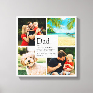 Modern Personalised Dad Definition 4 Photo Collage Canvas Print