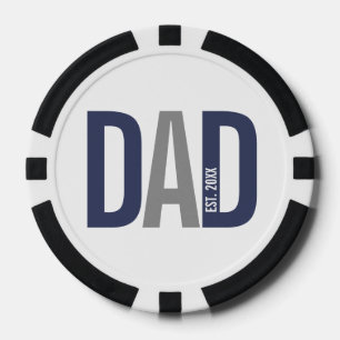 Modern Personalised Dad Established Poker Chips