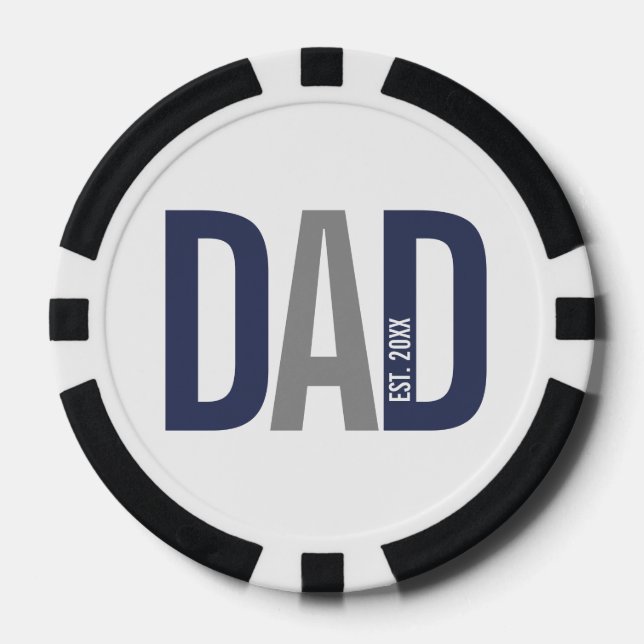 Modern Personalised Dad Established Poker Chips (Front)