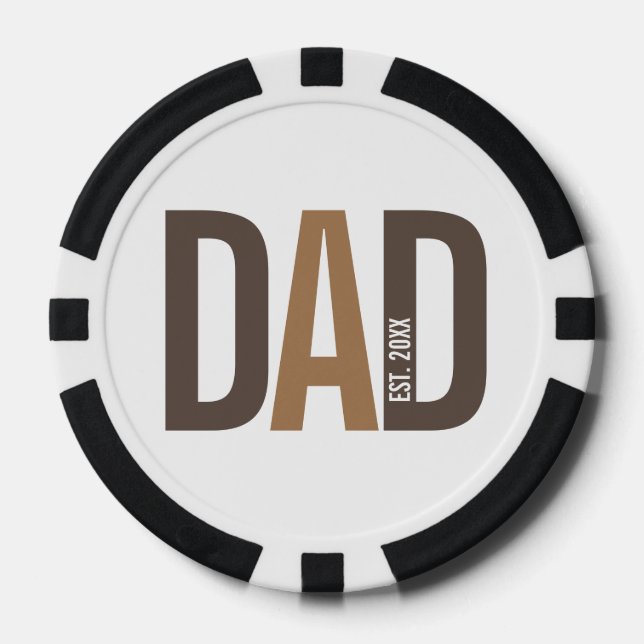 Modern Personalised Dad Established Poker Chips (Front)