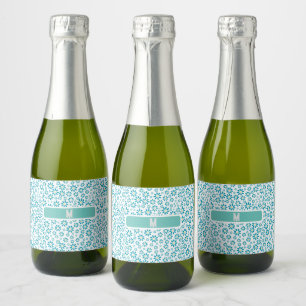 Modern Personalised Daisy Flower Initial Sparkling Wine Label