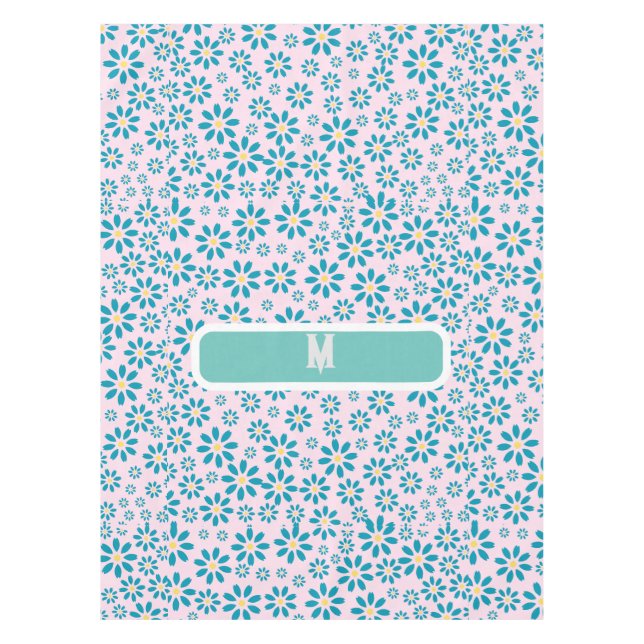 Modern Personalised Daisy Flower Initial  Tablecloth (Front)