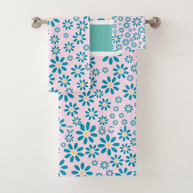  Modern Personalised Daisy Flower Initial Towel  (Insitu)