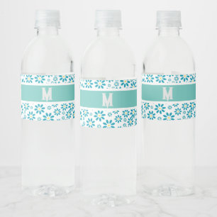 Modern Personalised Daisy Flower Initial Water Bottle Label
