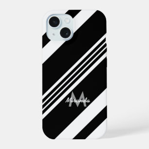Modern personalised Diagonal Stripes iPhone 15 Case