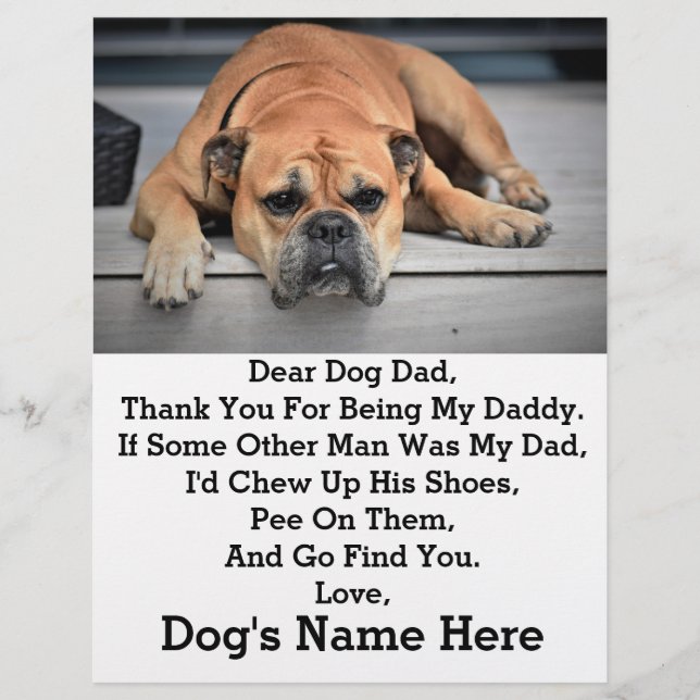 Modern Personalised Dog dad Fathers day photo gift Flyer (Front)