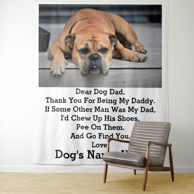 Modern Personalised Dog dad Fathers day photo gift Tapestry (In Situ)