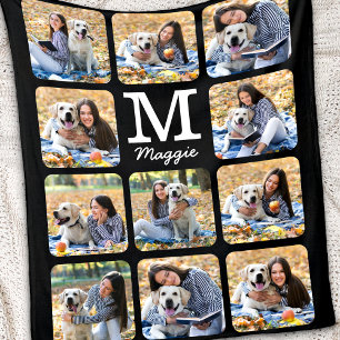 Modern Personalised Dog Lover Pet Photo Collage  Fleece Blanket