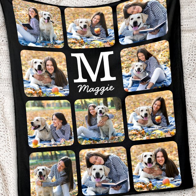 Modern Personalised Dog Lover Pet Photo Collage  Fleece Blanket (Creator Uploaded)