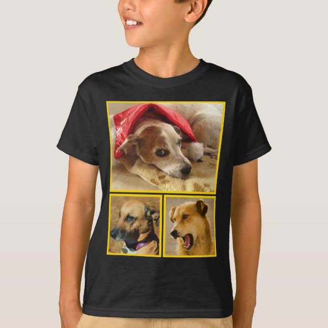 Modern Personalised  Dog Lover Pet Photo Collage T-Shirt (Front)