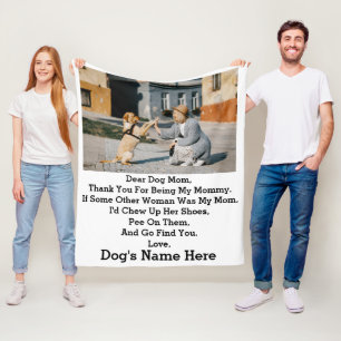 Modern Personalised Dog Mum Mothers day photo Fleece Blanket