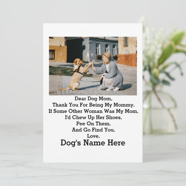 Modern Personalised Dog Mum Mothers day photo Holiday Card (Standing Front)