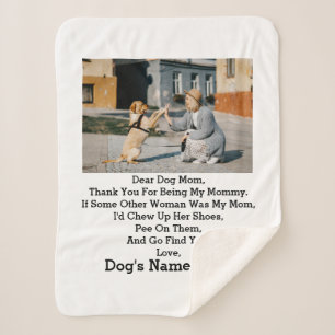 Modern Personalised Dog Mum Mothers day photo Sherpa Blanket