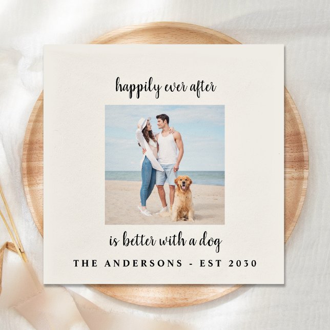 Modern Personalised Dog Photo Pet Wedding Napkin (Creator Uploaded)