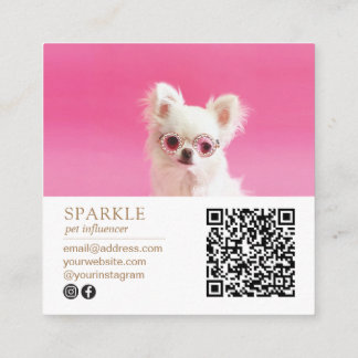 Modern Personalised Double Photo QR Code Square Business Card