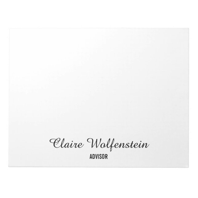 Modern Personalised Elegant Script Professional Notepad (Front)