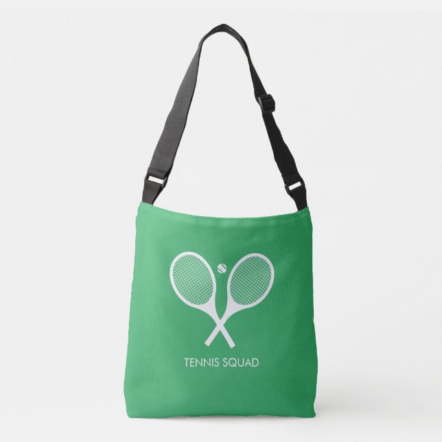 Modern Personalised Elegant Tennis Green Crossbody Bag (Front)