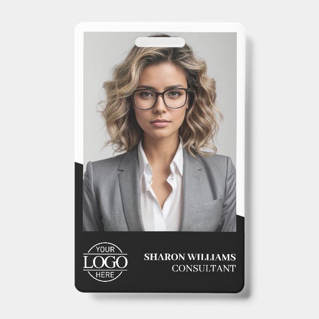 Modern Personalised Employee Photo Company Logo ID Badge (Front)