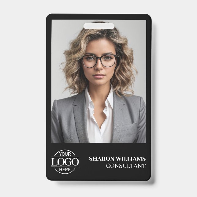 Modern Personalised Employee Photo Company Logo ID Badge (Front)