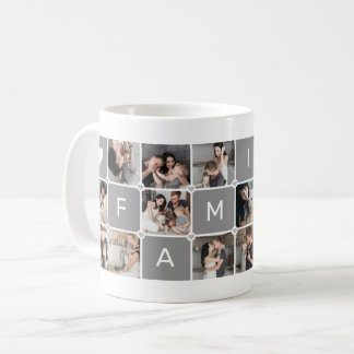Modern Personalised "Family" 16-Photo Collage Coffee Mug