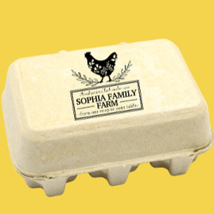 Modern Personalised Family Farm Business Name Hen Rubber Stamp