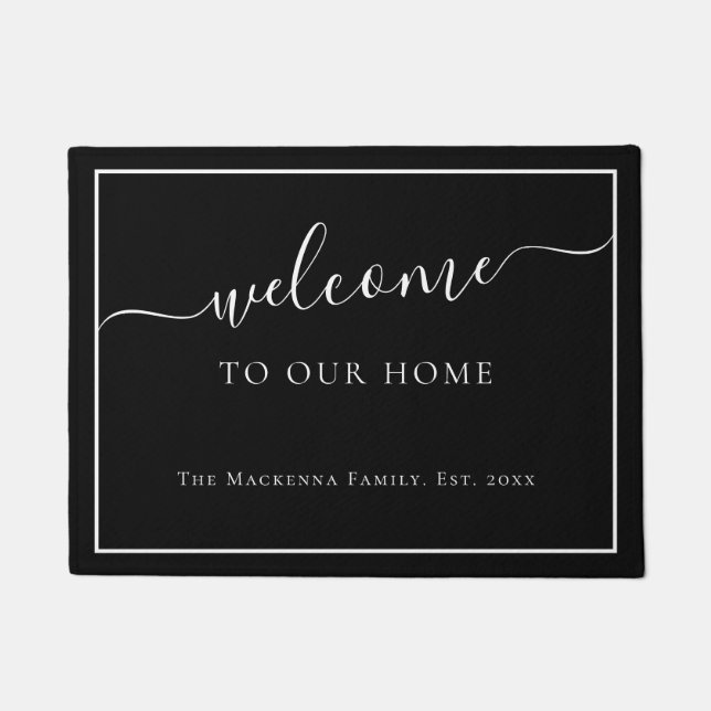 Modern Personalised Family Name Custom Monogram Doormat (Front)