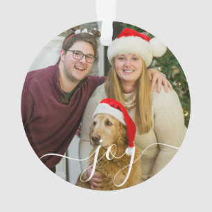 Modern personalised Family photo script Ornament