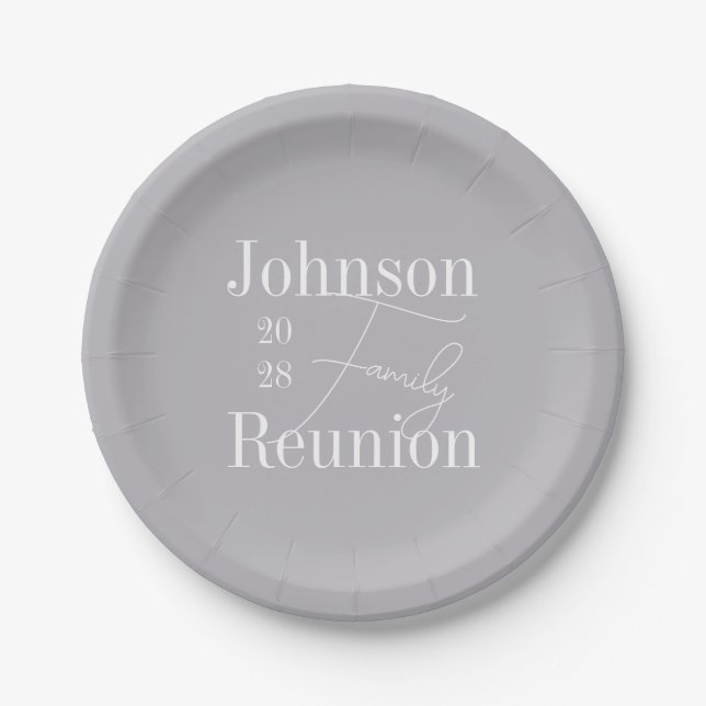 Modern Personalised Family Reunion Party Paper Plate (Front)