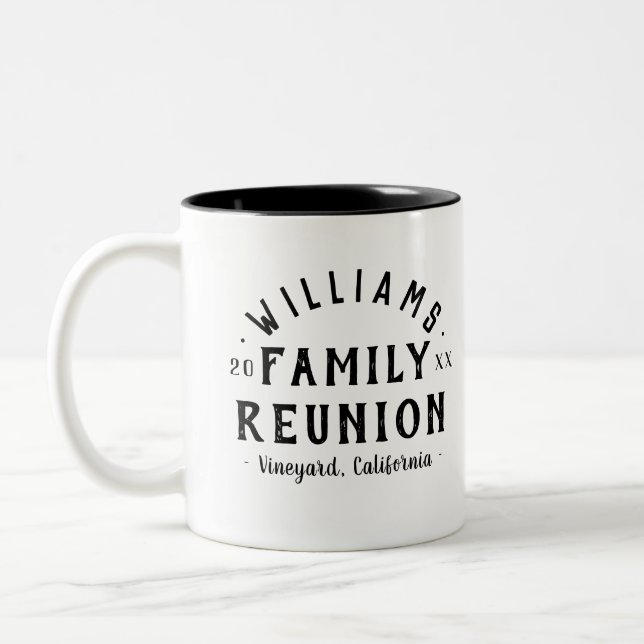 Modern Personalised Family Reunion Two-Tone Coffee Mug (Left)