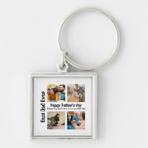 Modern Personalised Fathers day 4 photo collage Key Ring