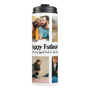 Modern Personalised Fathers day 4 photo collage Thermal Tumbler