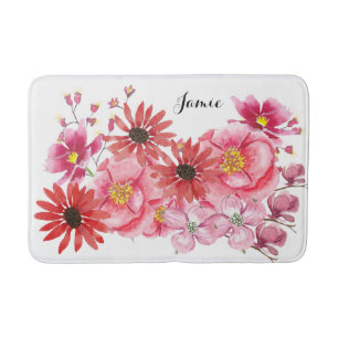 Modern Personalised Floral Bath Mat