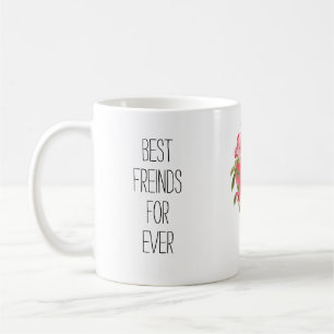 Modern personalised floral heart best friend mug
