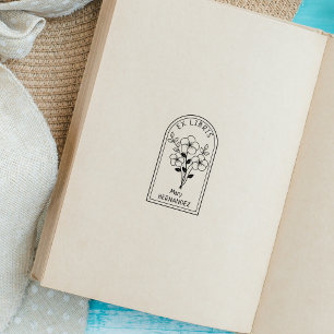 Modern Personalised Flower Ex Libris Rubber Stamp
