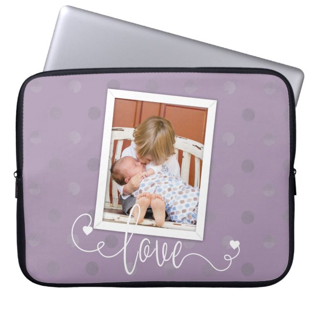 Modern Personalised Framed Photo Dots Laptop Sleeve (Front)
