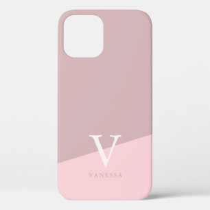Modern personalised geometric pastel pink  iPhone 12 case