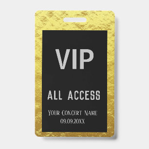 Modern Personalised Gold Black VIP Access Badge ID Badge