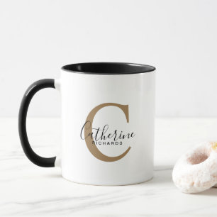 Modern Personalised Gold Monogram Mug
