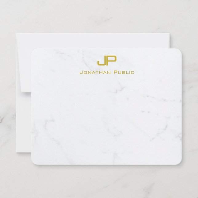 Modern Personalised Gold White Marble Top Template (Front)