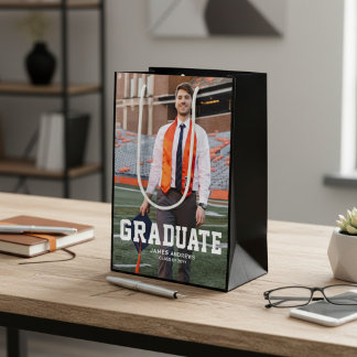 Modern Personalised Grad Photo Graduation Medium Gift Bag