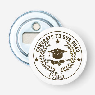 Modern Personalised Graduate Name Black Bottle Opener