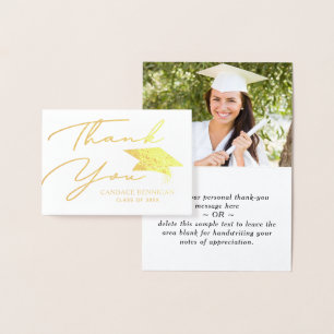 Modern Personalised Graduate Name Photo Thank You Foil Card