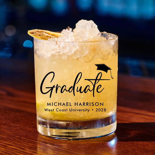 Modern Personalised Graduation Whiskey Glass (Creator Uploaded)