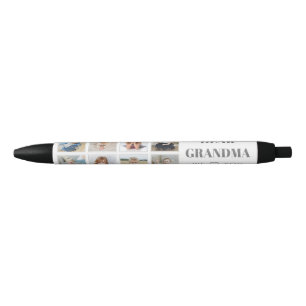 Modern Personalised Grandma We Love You 8-Photos Black Ink Pen