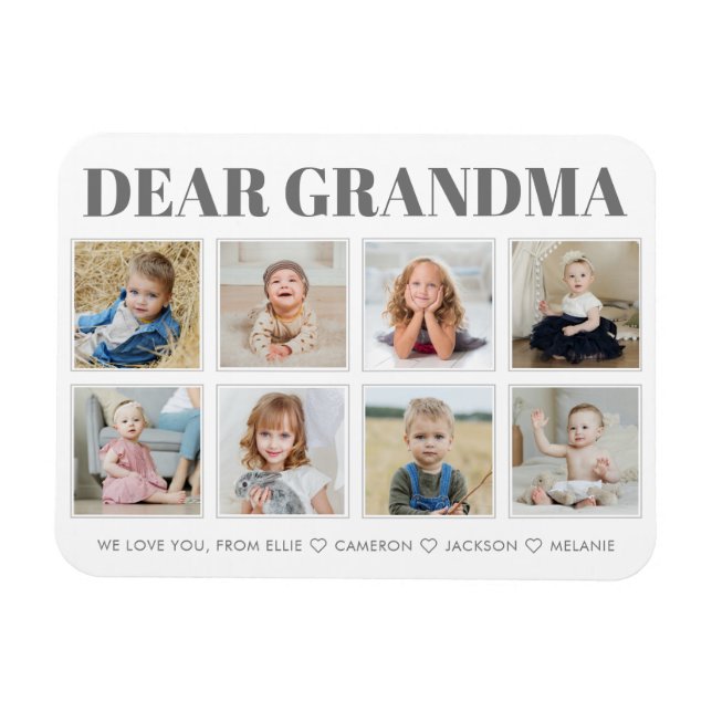 Modern Personalised Grandma We Love You 8-Photos Magnet (Horizontal)