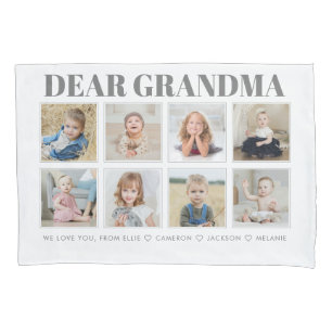 Modern Personalised Grandma We Love You 8-Photos Pillowcase