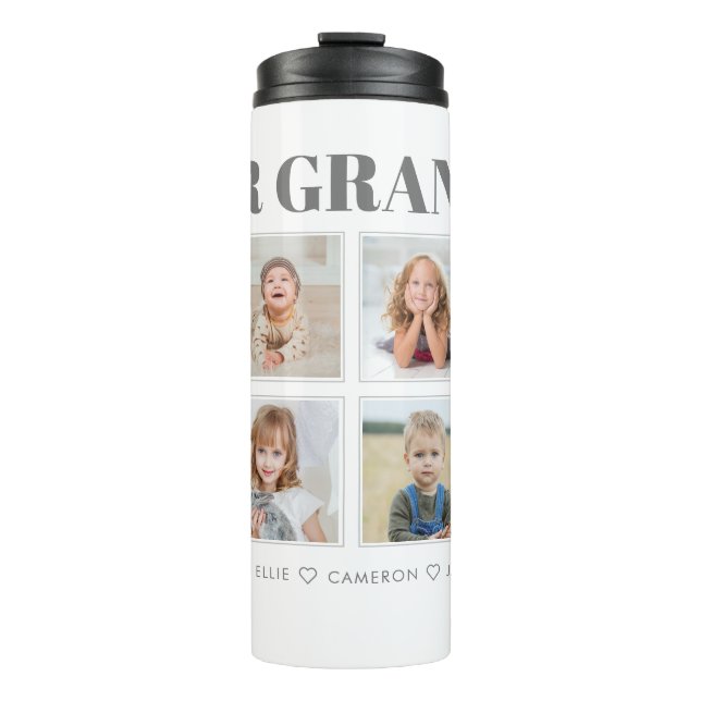 Modern Personalised Grandma We Love You 8-Photos Thermal Tumbler (Front)